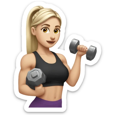 White Girl with dumbbells at gym sticker