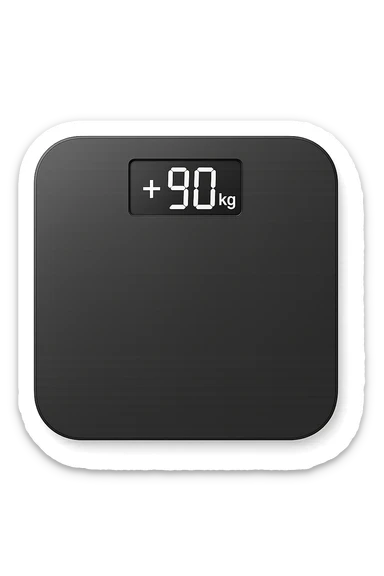 Bilancia pesa persone con scritto +90kg sticker