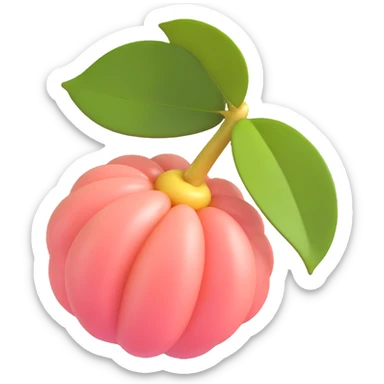 3D iOS style litchi, peeled open to show white flesh and seed, glossy surface, realistic details sticker