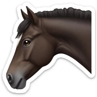 Dark brown horse with dark brown mane and small white star marking sticker