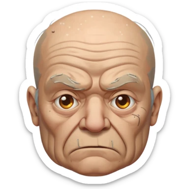 Cyberpunk old man, natural, balding, grumpy expression sticker