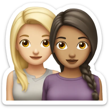 Best friends blonde girl and brunette girl sticker