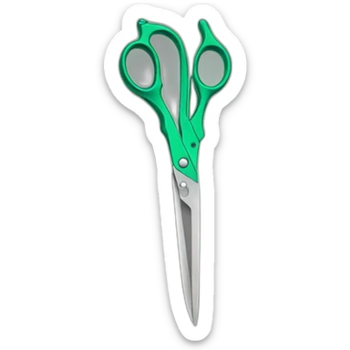 hair scissors green sticker