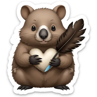 Wombat holding magpie sticker