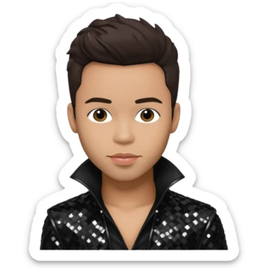 Prince Royce with dark brown hair, black sequin outfit sticker