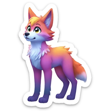 Colorful Shiny Fionbri-Falvie-sparkle-wolf-sona full body sticker