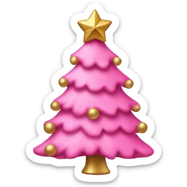 pink christmas tree with a gold bow  sticker