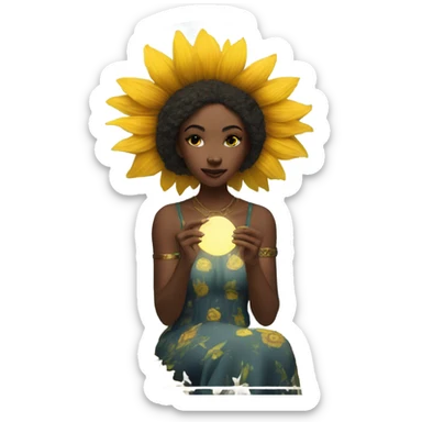 moonlit sunflower tarot reading sticker
