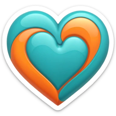 heart with teal and orange swirls sticker