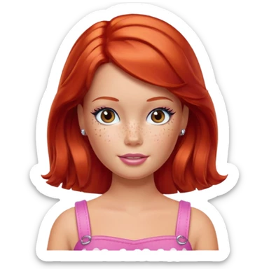 Barbie with freckles and red hair sticker
