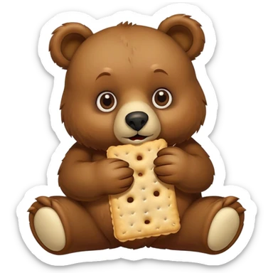 a sick bear eating a saltine cracker sticker