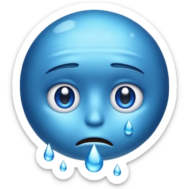 worried WhatsApp emoji face with a drop of water falling down its face sticker