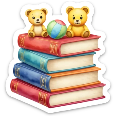 watercolor books and toys sticker
