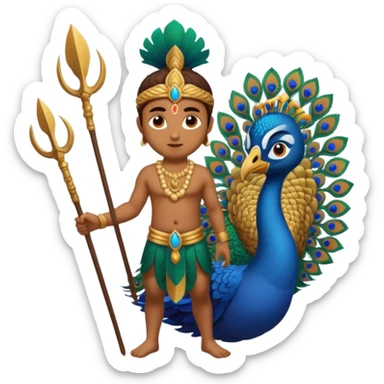 Add spear in Murugan's hand https://www.emojis.com/emoji/lord-murugan-with-peacock-2CT7AkyFuYy sticker