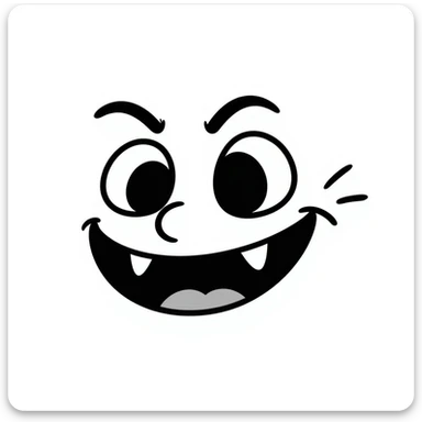 Draw a troll face with extra sharp features and a wild expression in a hand-drawn doodle style inspired by the provided reference. sticker