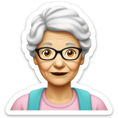 Old lady with glasses ￼ sticker