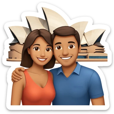 smiling couple at Sydney Opera House  sticker