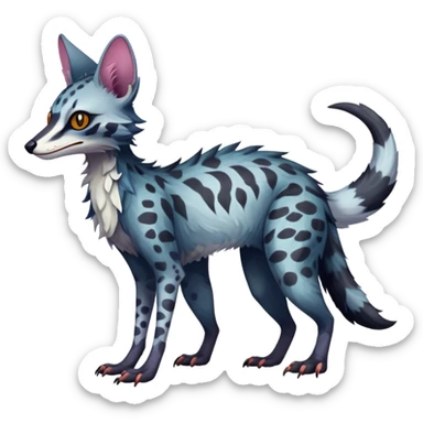 Feral Rare Fantasy dark colorful Vernid-Sergal-Genet-Trico-species by LiLaiRa, random markings, 4 legs, tufted ears, full body sticker