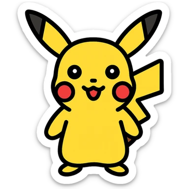 pikachu icon, color outline icon style, featuring pikachu's signature yellow and red cheeks with black outlines sticker