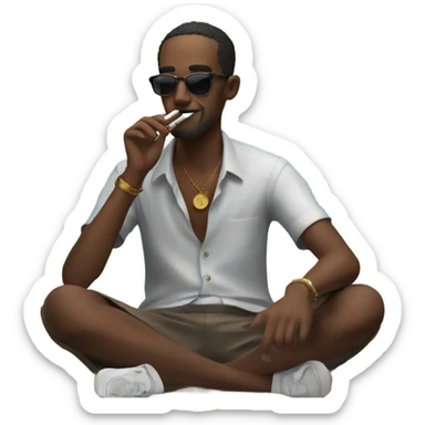 Somali guy smoking a cigar on the beach  sticker