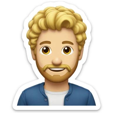 Homme cheveux blond yeux bleu legere barbe sticker