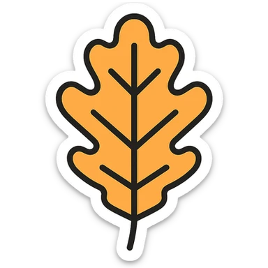 oak leaf icon, color outline style, variation 3 sticker