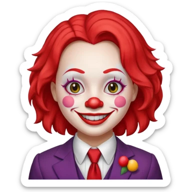 female Clown with a tie and suit sticker