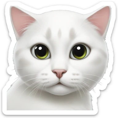 White cat with 2 black spots on her face sticker