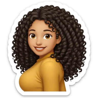 Uma mulher negra da pele clara com cabelo cacheados bem longo até a bunda  sticker