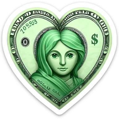 A heart made of dollar bills sticker
