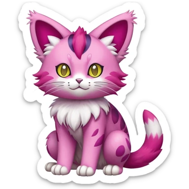 Colorful Liepard-Skitty-Delcatty-Pokémon-Fakémon-hybrid-creature (full body) sticker
