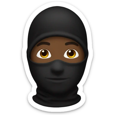 “Create an emoji of a Black man wearing a black balaclava. The face should be partially covered by the balaclava, with the eyes and a neutral expression visible. The skin tone should be dark, and the background can be simple or transparent.” sticker