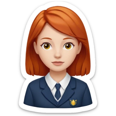 red headed woman with a school in the background sticker