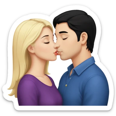 couple kissing black hair man blonde woman sticker