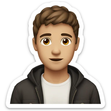 a boy with brown hair and brown black eyes, with short hair sticker