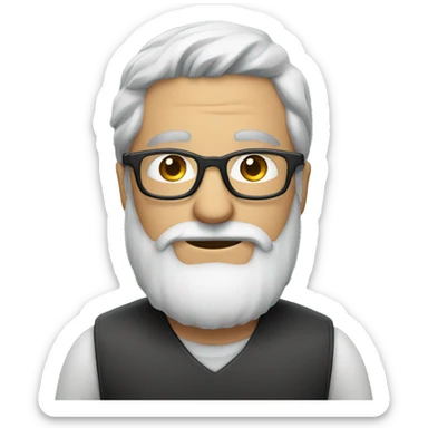 A man with beard and frameless glasses  nearly grey sticker