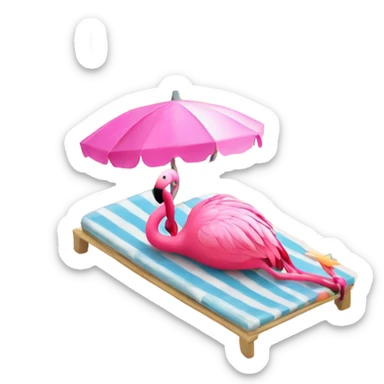 Beach with a palm tree and a flamingo  sticker