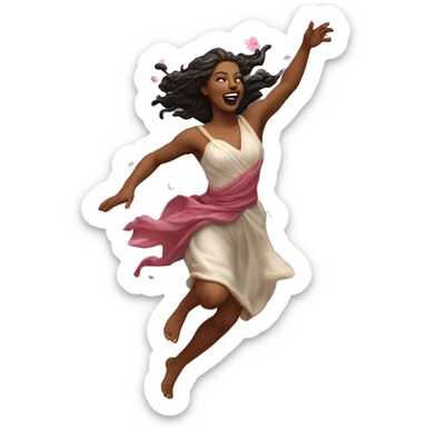 Beltane cherry blossom Pagan goddess sprinting, with a large stride and arms outstretched sticker