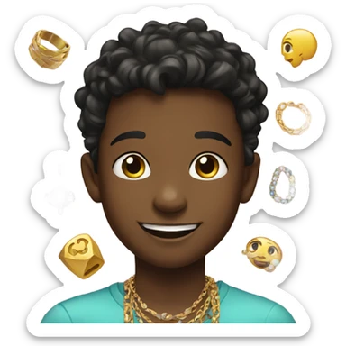 smiling boy with jewelry indoors sticker