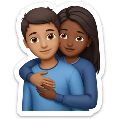 indian boy hugging indian girl from behind... boys hand down near navel of girl... boys head on the shoulder of girl... hugging tight.. more romantic... with more love sticker