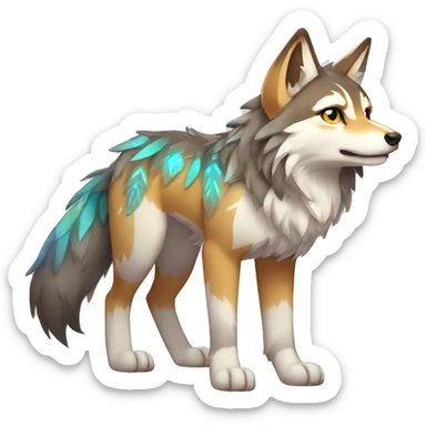 Colorful Shiny Fionbri-Falvie-sparkle-wolf-sona with tribal markings full body sticker