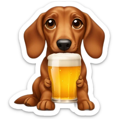 DASCHUND DRINKING BEER sticker