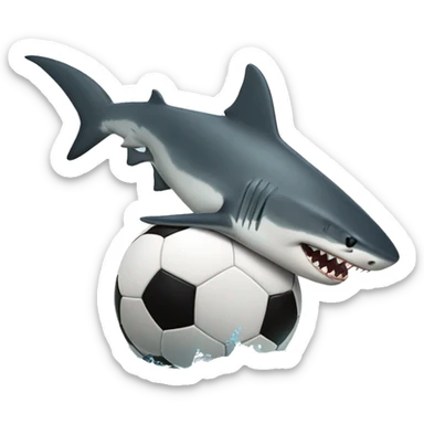 shark kicking soccer ball sticker