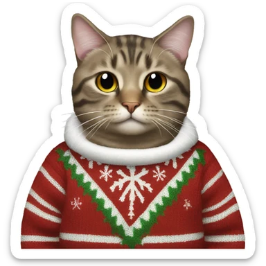 Cat wearing a chrismas jumper sticker