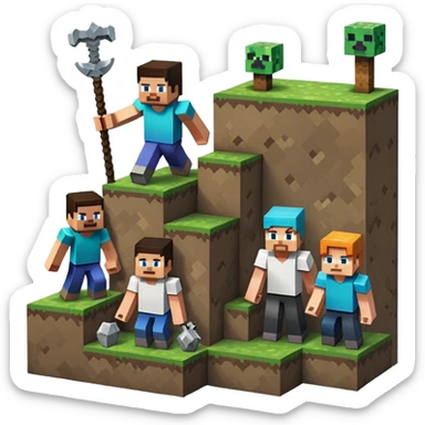 minecraft charectors building together a foundation sticker