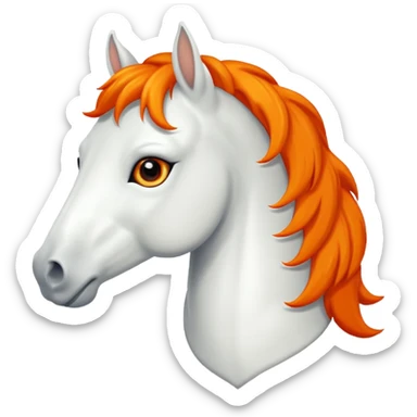 White horse with orange mane funny sticker