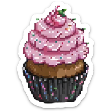 cupcake with pink icing and sprinkles sticker