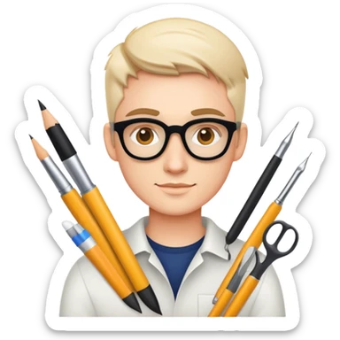 creative product designer with design tools sticker