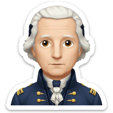Draw George Washington with white hair, colonial suit & calm expression. sticker