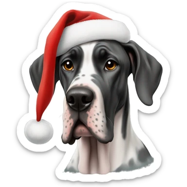 Great Dane with Santa hat sticker